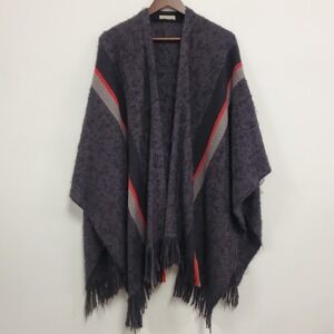 Vintage Churchill‎ Handwoven Womens Wool Western Fringe Poncho Sweater One Size